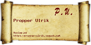 Propper Ulrik névjegykártya